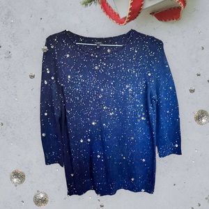 Talbots Glam 3/4 Sleeve Sparkled Sweater